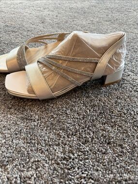 Life Stride Silver Embellished Strappy Slingback Block Heels